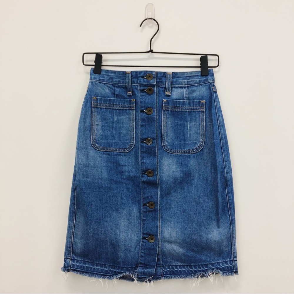 Rag & Bone Front Button Down Denim Skirt